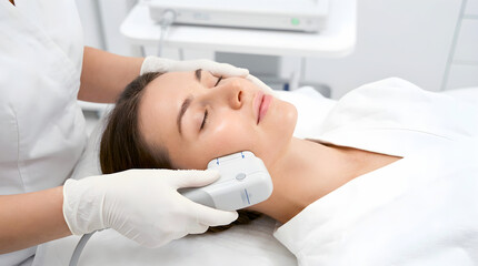 HIFU behandeling van het gezicht met de HIFU-applicator